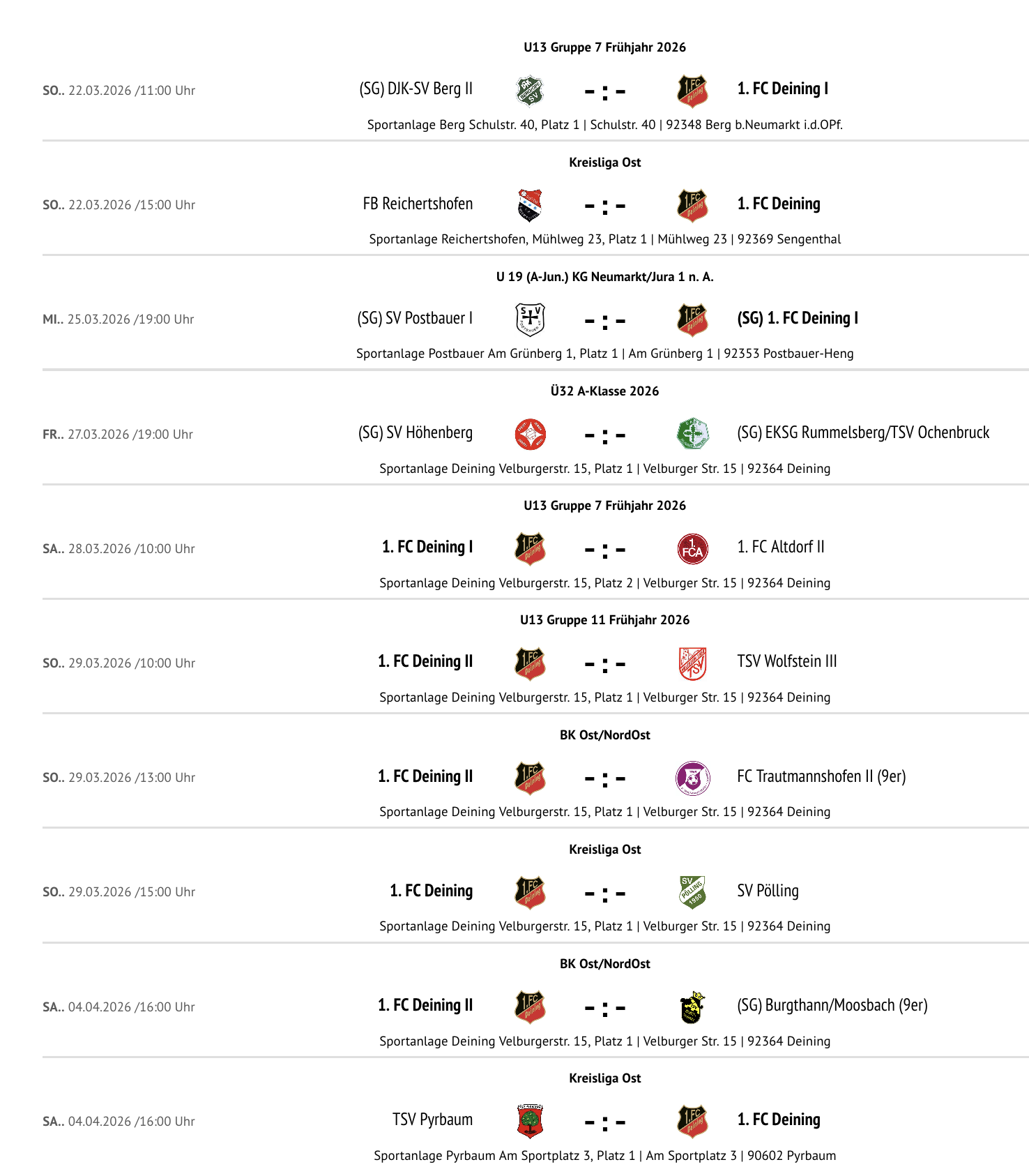 Alle Spiele auf einen Blick